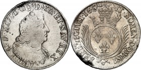 FRANKREICH. 
Louis XIV. 1643-1715. Ecu aux palmes 1694 V Troues Büste n. r. / Gekr. Wappen zwischen Palmzweigen. Gad.&nbsp; 217, Dv.&nbsp; 3813. 2513...