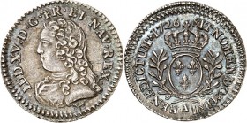 FRANKREICH. 
Louis XV. 1715-1773. 1/12 Ecu aux lauriers (10&nbsp;Sols) 1726 A, Paris. Belorb. Brb. n.r.&nbsp;/ Gekr. Wappen. Gad.&nbsp; 291, KM&nbsp;...