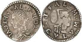 ITALIEN. 
PARMA. 
Alexander Farnese Duca III 1586-1591. Paragliola o.J. AL.F.- SPECVL- ATOR Junger Kopf l./ SPECVLVM-AL.M Behelm. Kopf r. CNI, IX,T....