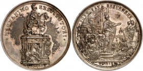 PORTUGAL. 
José I. 1750-1777. Medaille 1775 (v. J. Guspar) a. d. Errichtung seines Denkmals und den Wieder- aufbau Lissabons nach dem verheerenden Er...
