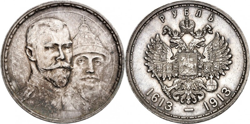 RUSSLAND. 
ZARENREICH. 
Nikolaus II. 1894-1917. Gedenkrubel 1913 Romanow. Uzd....
