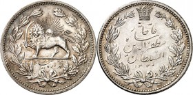 IRAN. 
Muzaffar al-Din Shah 1896-1907. 5000 Dinar = 5 Krans (1320 AH = 1903). KM&nbsp; 976. 25478. 

vz-St