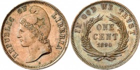 LIBERIA. 
Republik seit 1847. Cu-Cent 1890 Probe Kopf l./ Wert u.Jahr im Kranz. KM&nbsp; -. 25036. 

vz+