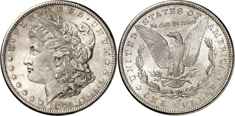 USA. 
KURSMÜNZEN. 
USA seit 1776. 1&nbsp;Dollar 1881 S Morgan. KM&nbsp; 110. ....