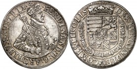 Römisch Deutsches Reich. 
Ferdinand II., Erzherzog 1564-1595. Reichstaler o.J. Hall. Gekr. Hüftbild n.r. / Gekr. Wappen in Ordenskette. Vh.&nbsp; 87/...