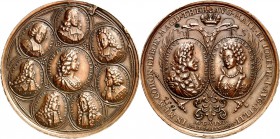 Römisch Deutsches Reich. 
Joseph I. 1705-1711. Medaille 1690 (v. G.Hautsch) auf seine Krönung zum Römischen König in Augsburg. Gekr. Doppeladler mit ...