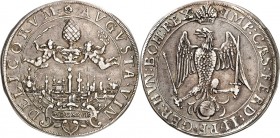 Augsburg-Stadt. 
z.Z. Ferdinand II. 1619-1637. 1/2 Reichstaler 1627 Stadtansicht / Gekr. Doppeladler. Forster&nbsp; 240. Kl. Sammlerpunze im Rand. 
...