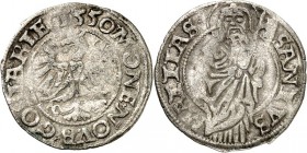 Goslar-Stadt. 
Matthier (halber Mariengroschen) 1550 Adler/ Hl.Matthias. BBK&nbsp; 163A. . 

ss/s