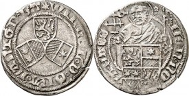Hessen-Landgrafschaft. 
Wilhelm I. der Ältere (1471-)1483-1493. 1/2 Albus Stern, Kassel, 1,22g. Us. endet LAhTGR'o hA Wappenschilde von Hessen, Ziege...