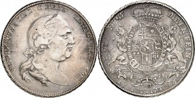Hessen-Kassel. 
Friedrich II. 1760-1785. Konv.-Taler 1766 Geharn. breites Brustbild n. r. / Gekröntes ovales vielfeldriges Wappen von 2 aufrechten Lö...