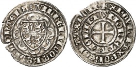 Jülich-Berg, Grafschaft, bis 1380. 
Wilhelm II., als Graf 1360-1380(-1408). Weißpfennig o.J. Mülheim. Wappenschild im Achtpaß / Kreuz in doppeltem Um...