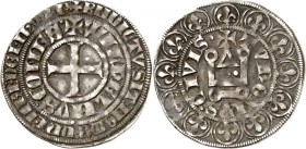 Jülich-Berg, Herzogtum, 1380-1423. 
Wilhelm II., als Herzog (1360-)1380-1408. Turnose 2,13g, unbest. Münzstätte. Fußkreuz + WILhELMVS.COMES +BNDICTV:...