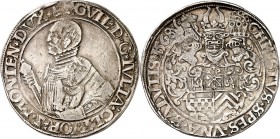 Jülich-Jülich-Cleve-Berg, Hzgt. 1521-1624. 
Wilhelm V. 1539-1592. Taler 1568 Mülheim. Geharn. Hüftb. m. Streitkolben n.l. Us. mit GVIL, Z (invers) u....