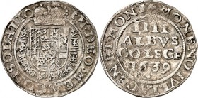Jülich-Jülich-Berg, Hzgt. unter Pfalz 1624-1806. 
Wolfgang Wilhelm 1624-1653. 4 Albus cölsch 1639 Gekr. Wappen / 4 Zeilen Wert. Noss&nbsp; 606a. . 
...