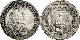 Jülich-Jülich-Berg, Hzgt. unter Pfalz 1624-1806. 
Johann Wilhelm II. ("Jan Wellem") 1679-1716. 2/3&nbsp;Taler 1691 NL, Mülheim. Brb. n.r. / Wappen in...