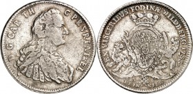 Jülich-Jülich-Berg, Hzgt. unter Pfalz 1624-1806. 
Karl Theodor 1742-1799. Ausbeutetaler Feinsilber 1753 Mannheim, Wildberger Ausbeute. Büste n.r. / G...