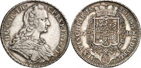 Jülich-Jülich-Berg, Hzgt. unter Pfalz 1624-1806. 
Karl Theodor 1742-1799. 2/3 Taler Feinsilber 1748 Feinsilber aus Wildberger Ausbeute, Mzst. Mannhei...