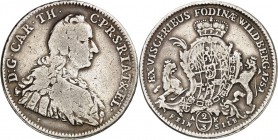 Jülich-Jülich-Berg, Hzgt. unter Pfalz 1624-1806. 
Karl Theodor 1742-1799. Ausbeutegulden 1751 Feinsilber Mz. S. ( Schäfer in Mannheim) der Grube Wild...