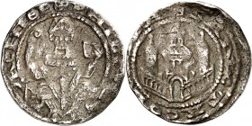 Köln-Erzbistum. 
Philipp von Heinsberg 1167-1191. Denar (5.&nbsp;Typ) (1190/1191) 1,39g Sitzender Erzbischof mit Krummstab und Buch / Dreitürmiges Ge...