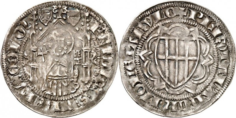 Köln-Erzbistum. 
Friedrich III., Graf von Saarwerden 1371-1414. Weißpfennig (13...