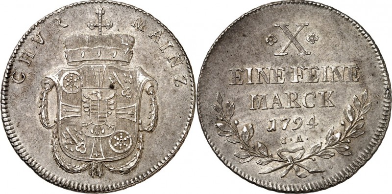 Mainz-Erzbistum. 
Friedrich Karl Joseph von Erthal 1774-1802. Konv.-Taler 1794 ...