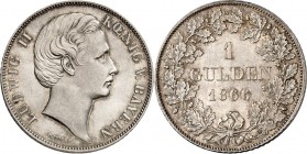 Bayern. 
Ludwig II. 1864-1886. Gulden 1866 Kopf ohne Scheitel. AKS&nbsp; 178, J.&nbsp; 103. . 

St-