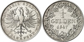 Frankfurt. 
1/2 Gulden 1847. AKS&nbsp; 16, J.&nbsp; 26. . 

ss