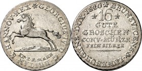 Hannover, Kgr.. 
Georg IV. 1820-1830. 16 Gute Groschen Feinsilber 1820. AKS&nbsp; 32, J.&nbsp; 23c. . 

ss+