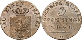 Preussen. 
Friedrich Wilhelm III. (1797-)1806-1840. Cu-3 Pfennig 1840 D. AKS&nbsp; 33, J.&nbsp; 44. . 

vz+