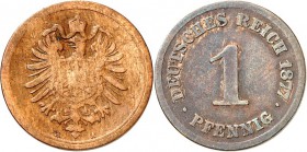 KAISERREICH-Kleinmünzen. 
1 Pfennig 1877A Cu. Alter Adler. J.&nbsp; 1. . 

s