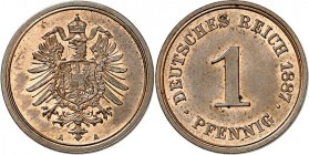 KAISERREICH-Kleinmünzen. 
1 Pfennig 1887A Cu. Alter Adler. J.&nbsp; 1. . 

vz-St