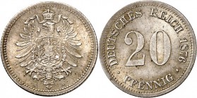 KAISERREICH-Kleinmünzen. 
20 Pfennig 1876H Ag. Alter Adler. J.&nbsp; 5. . 

ss