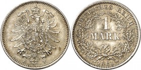 KAISERREICH-Kleinmünzen. 
1&nbsp;Mark 1881F Alter Adler. J.&nbsp; 9. . 

vz-St