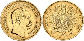 REICHSGOLD. 
HESSEN. 
10 Mark 1873 Ludwig III. J.&nbsp; 213. . 

min.Rf.,ss