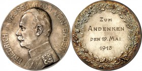 ALTDEUTSCHE LÄNDER und ADEL, 1806-1918. 
BADEN. 
Friedrich II. 1907-1918. Medaille 1909/1918 (v. R.Mayer) Brb. in Uniform n.l. / Gravur ZUM ANDENKEN...