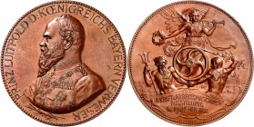 ALTDEUTSCHE LÄNDER und ADEL, 1806-1918. 
BAYERN. 
Luitpold Prinzregent 1886-1912. Medaille 1898 (v. A. Börsch) a. d. 2. Kraft- u. Arbeitsmaschinen-A...