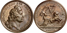 EUROPA. 
FRANKREICH. 
Louis XIV. 1643-1715. Medaille (Série uniforme) 1672 (v. J. Mauger) a.d. Eroberung von vierzig Städten in Holland. Kopf d. Kön...