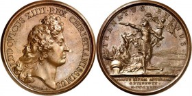 EUROPA. 
FRANKREICH. 
Louis XIV. 1643-1715. Medaille (Série uniforme) 1672 (1702) (v. J. Mauger) a.d. Übergang über den Rhein. Kopf d. Königs n.r. /...