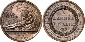 EUROPA. 
FRANKREICH. 
Direktorium 1795-1799. Medaille 1797 (v. C. Lavy) a.d. Überquerung d. Tagliamento u. die Einnahme v. Triest. liegender Flussgo...