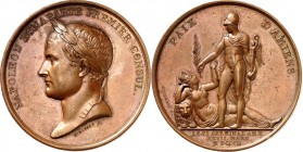 EUROPA. 
FRANKREICH. 
Napoleon Bonaparte 1799-1804. Medaille 1802 (v. Dumarest) a.d. Frieden von Amiens. Lorbeerbekränzte Büste n.l. / siegreicher K...