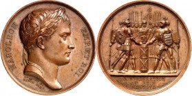 EUROPA. 
FRANKREICH. 
Napoleon I. 1804-1814 u. 1815. Medaille 1806 (v. Andrieu / Brenet, b. Denon) a.d. Rheinbund. Lorbeerbekränzter Kopf n.r. / Rit...