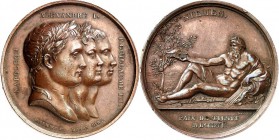 EUROPA. 
FRANKREICH. 
Napoleon I. 1804-1814 u. 1815. Medaille 1807 (v. Andrieu / Droz) a.d. Frieden von Tilsit. Brb. v. Napoleon, Zar Alexander I. u...