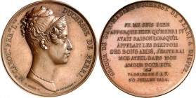 EUROPA. 
FRANKREICH. 
Louis XVIII. 1814-1824. Medaille 1824 (v. Dubois, b. de Puymarin) a.d. Aufenthalt von Carolina Ferd. Luisa v. Sizilien, Herzog...