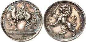 EUROPA. 
FRANKREICH. 
Charles X. 1824-1830. Miniaturmedaille 1825 (v. Barre) a.d. Wiederaufstellung d. Reiterdenkmals Ludwigs XIV. am 4. Nov. in Lyo...
