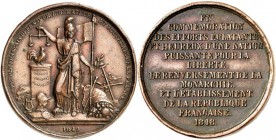 EUROPA. 
FRANKREICH. 
2. Republik 1848-1852. Medaille 1848 (b. Allen & Moore in Birmingham) a. d. Revolution v. 24. Februar 1848. Marianne steht mit...