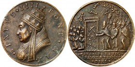 EUROPA. 
ITALIEN-Kirchenstaat. 
Sixtus IV. 1471-1484. ROM. Medaille. An V (= 1474) (1667/1682 oder später) (o. Sign., v. Paladino) PETERSDOM. HEILIG...