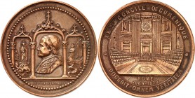 EUROPA. 
ITALIEN-Kirchenstaat. 
Pius IX. 1846-1878. ROM. Medaille 1870 (An. XXV) (o. Sign, v. E. Blondelet) PETERSDOM. a.d. XX. Ökumenische Konzil. ...