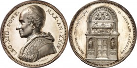 EUROPA. 
ITALIEN-Kirchenstaat. 
Leo XIII. 1878-1903. ROM. Jahresmedaille (Annuale) An. XXIV (1901/02) (v. F.Bianchi) GRABMONUMENT f. INNOZENZ III. S...