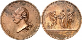 EUROPA. 
ITALIEN-Parma. 
Ferdinand 1765-1802. Medaille 1771 (v. F. Cropanese) a.d. Förderung d. Theaterkunst. Büste d. Herzogs im Profil n.l. // Gen...