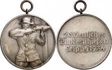 DEUTSCHE STÄDTE. 
SCHÜTZEN - DEUTSCHLAND. 
LEIPZIG. Medaille 1934 (o. Sign., b. C. Poellath, Schrobenhausen) a.d. XX. Dt. Bundesschießen. Schütze in...